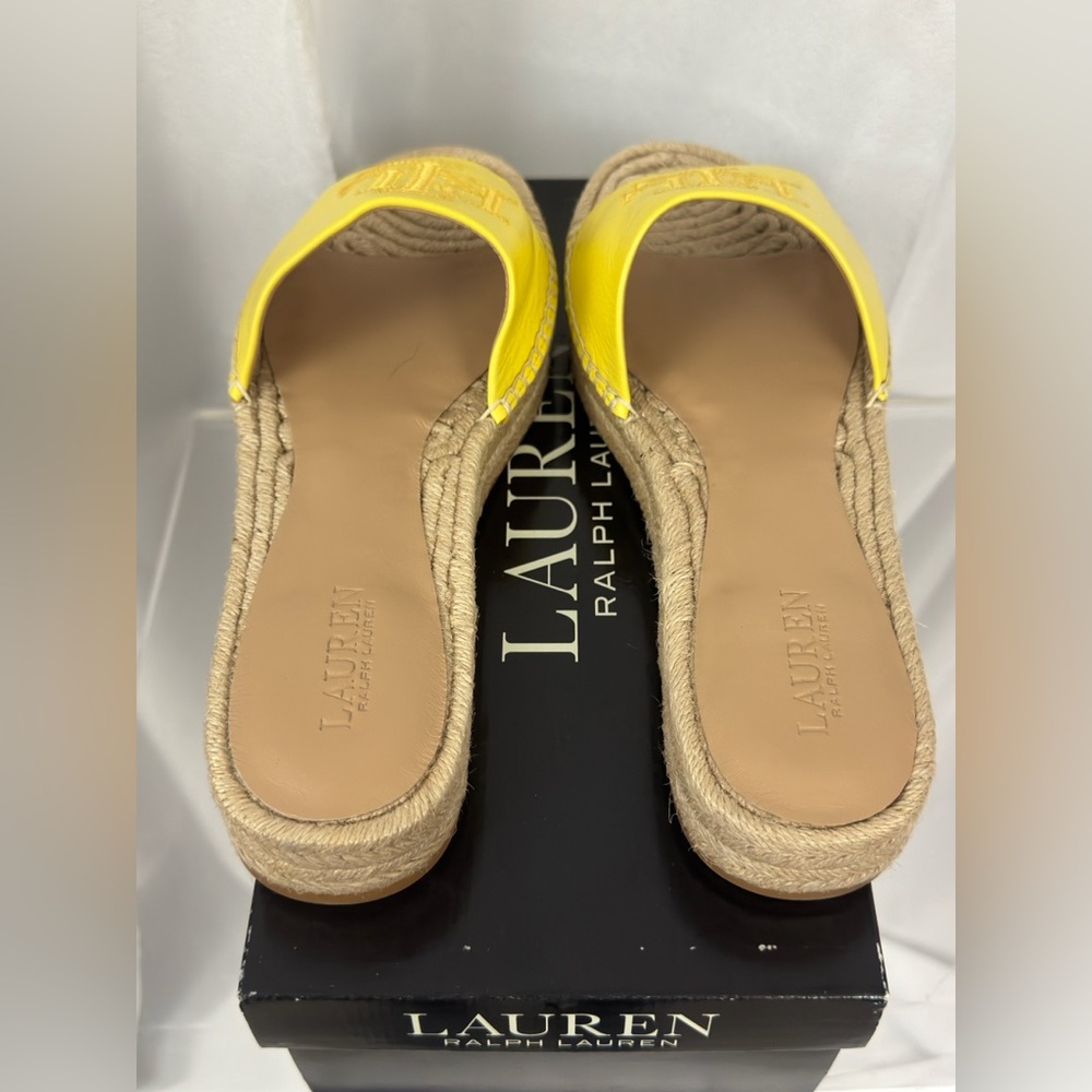 Lauren Ralph Lauren - Polly Nappa Yellow Leather Flat Platform Espadrille 9B NWT - Picture 9 of 11